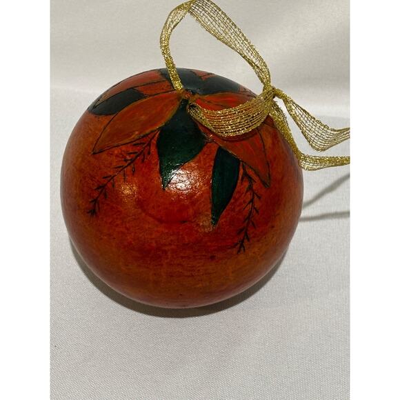 Beautiful Handpainted signed ornate Christmas ornament Gourd 4.5” Decor - Picture 1 of 7